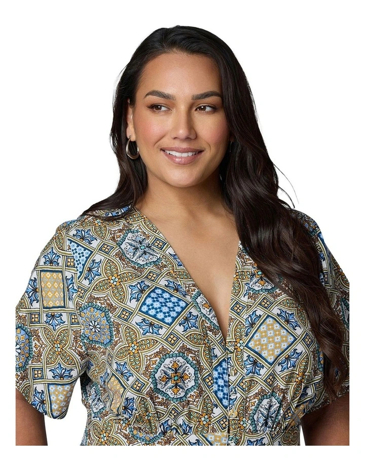 Zoe Linen Printed Jumpsuit in Multi image 6