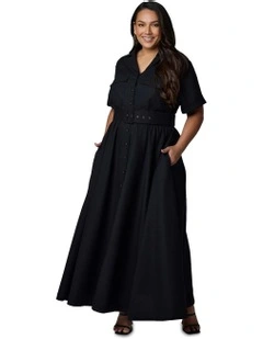 Gabrielle Linen Maxi Dress in Black