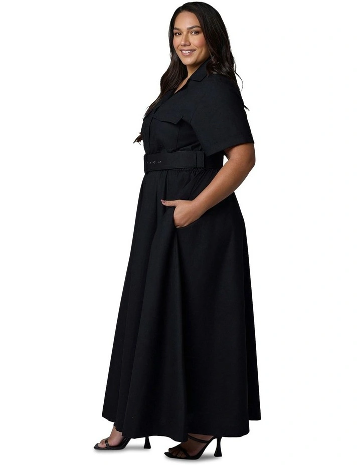 Gabrielle Linen Maxi Dress in Black image 3