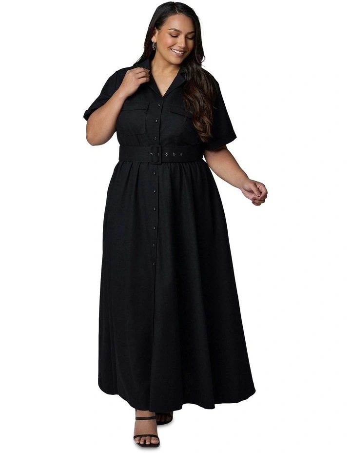 Gabrielle Linen Maxi Dress in Black image 4