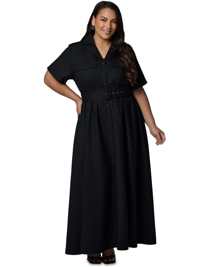 Gabrielle Linen Maxi Dress in Black image 5
