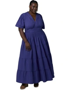 Abby Linen Maxi Dress in Blue