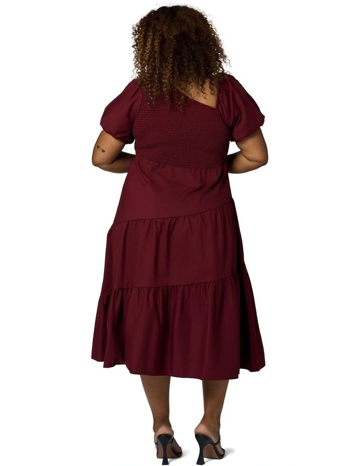 Miley Asymmetric Midi Dress in Red image 2