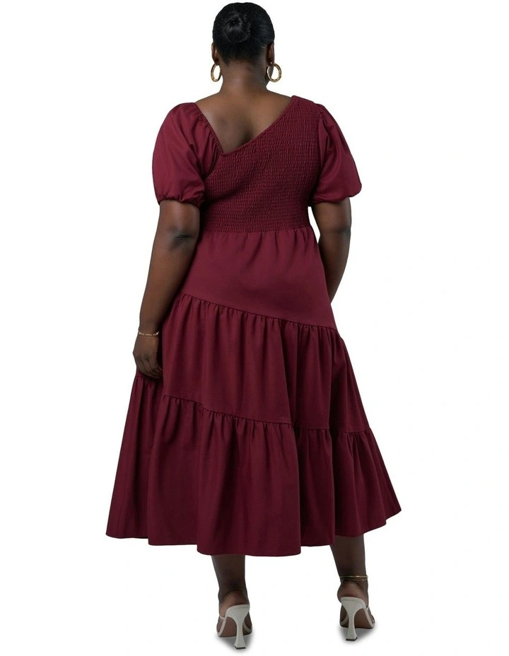 Miley Asymmetric Midi Dress in Red image 2
