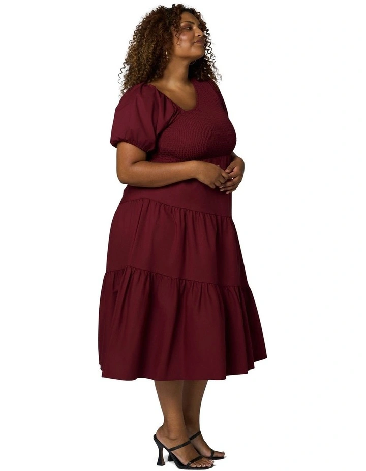 Miley Asymmetric Midi Dress in Red image 3