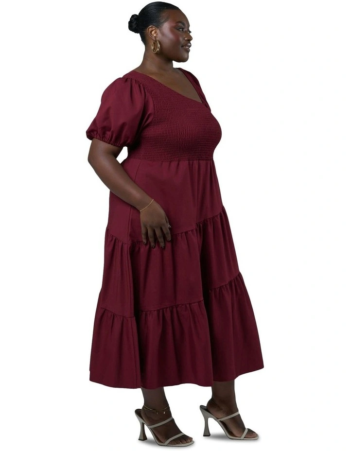 Miley Asymmetric Midi Dress in Red image 3