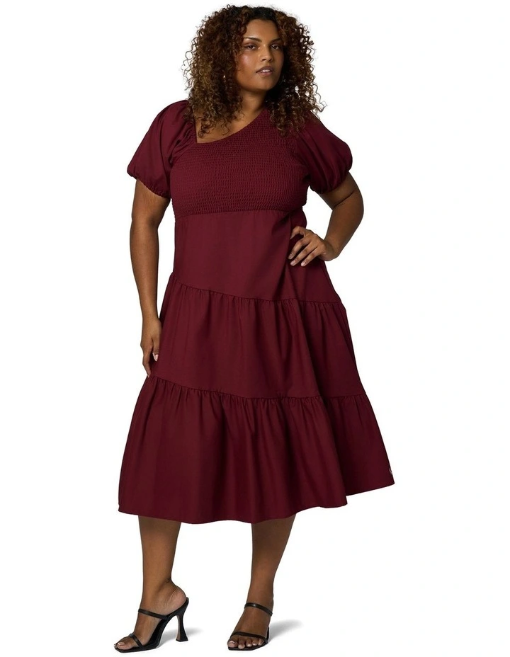 Miley Asymmetric Midi Dress in Red image 4