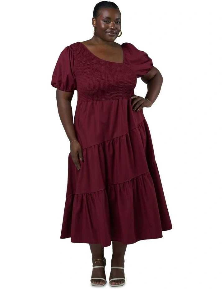 Miley Asymmetric Midi Dress in Red image 4