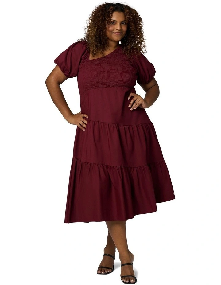 Miley Asymmetric Midi Dress in Red image 5