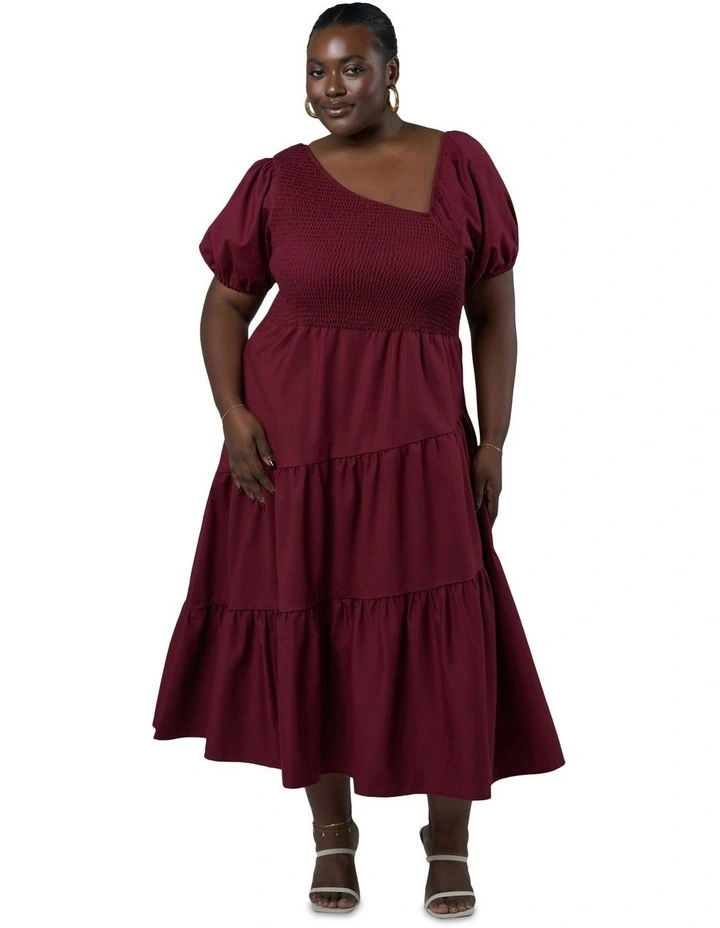 Miley Asymmetric Midi Dress in Red image 5