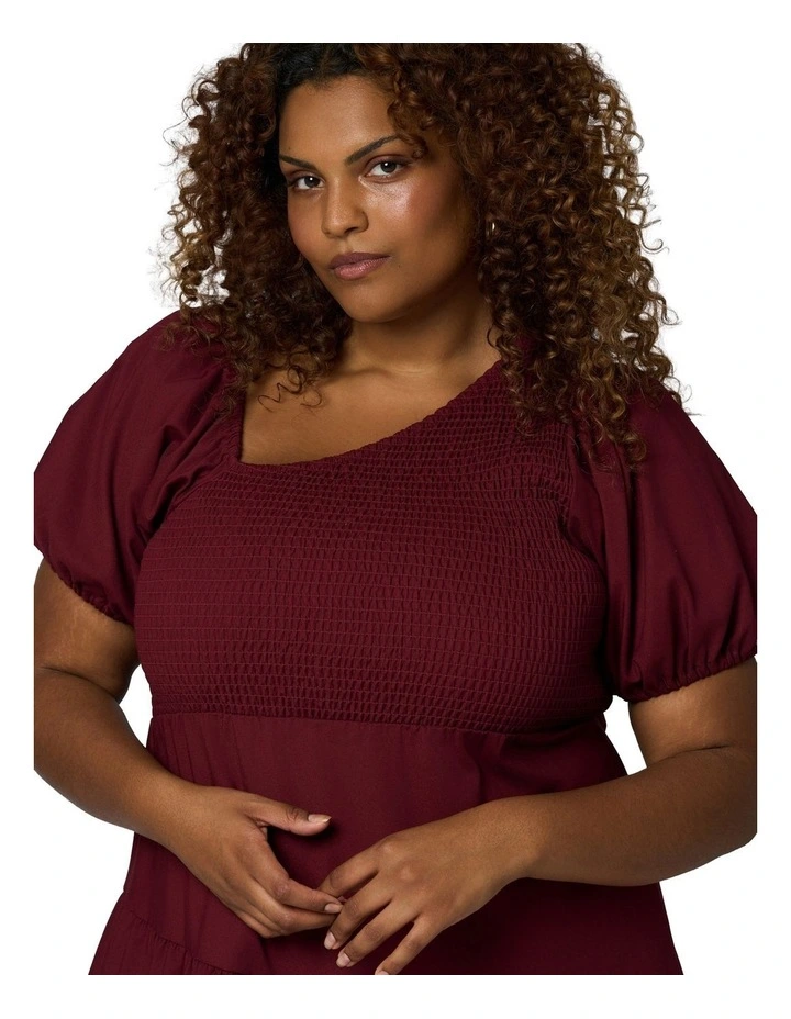 Miley Asymmetric Midi Dress in Red image 6