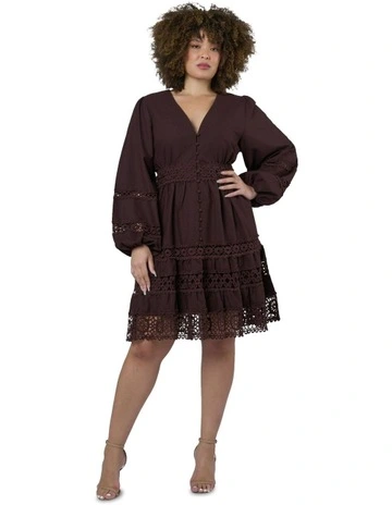 Zaliah Mini Dress in Brown