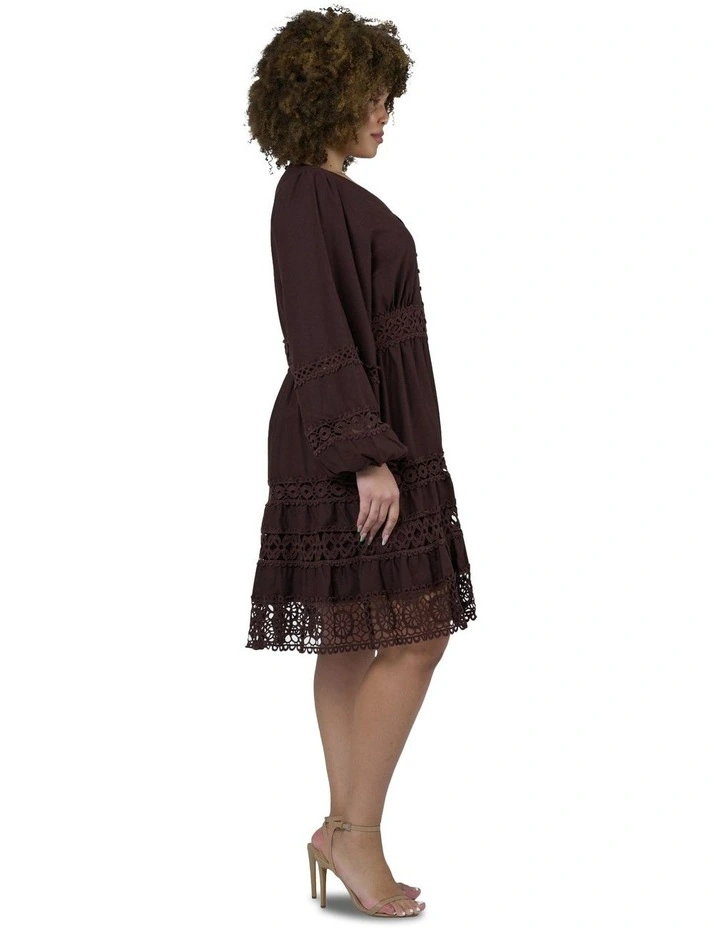 Zaliah Mini Dress in Brown image 3