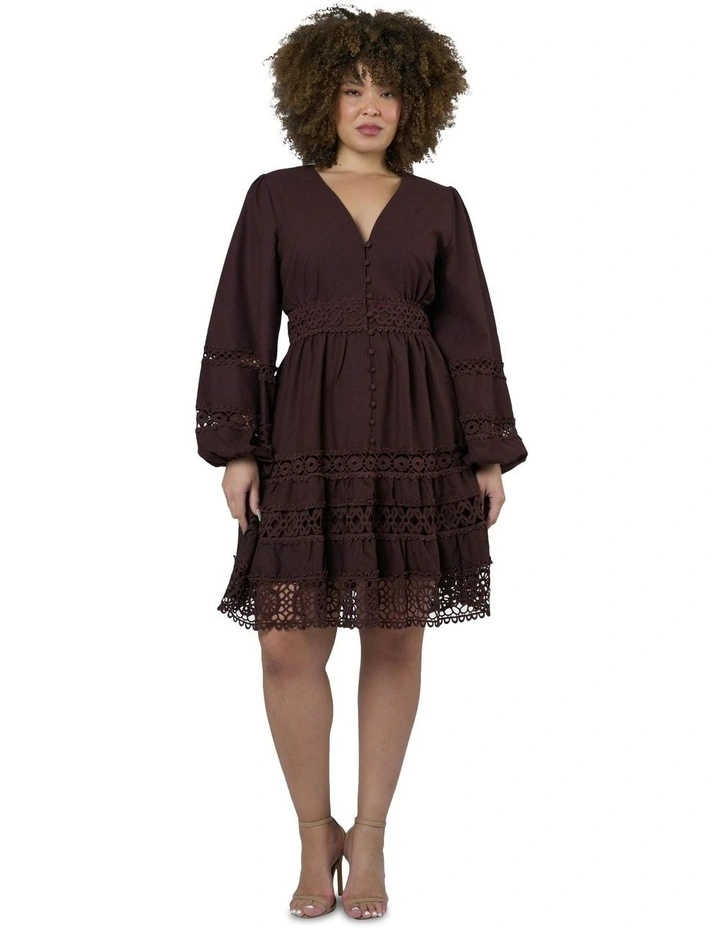 Zaliah Mini Dress in Brown image 4