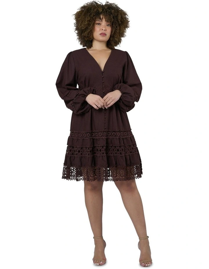 Zaliah Mini Dress in Brown image 5