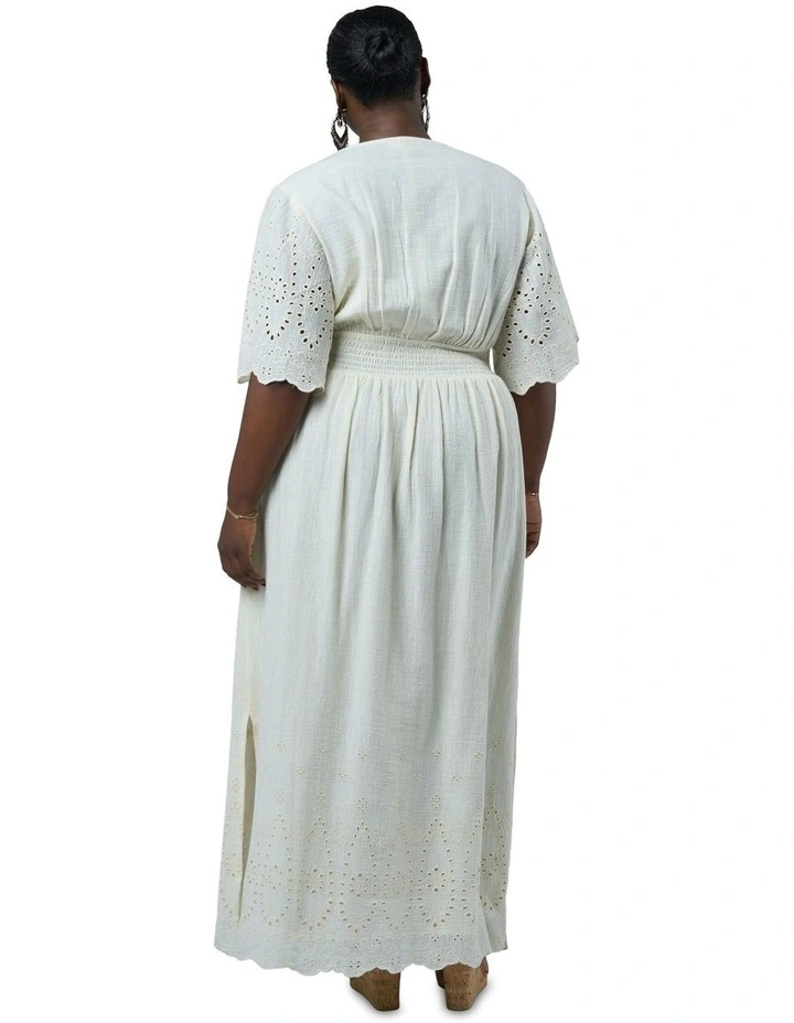 Artisan Broderie Maxi Dress in Cream image 2