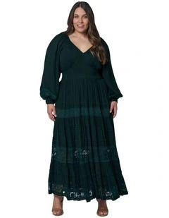 Sunset Shadows Maxi Dress in Dark Green