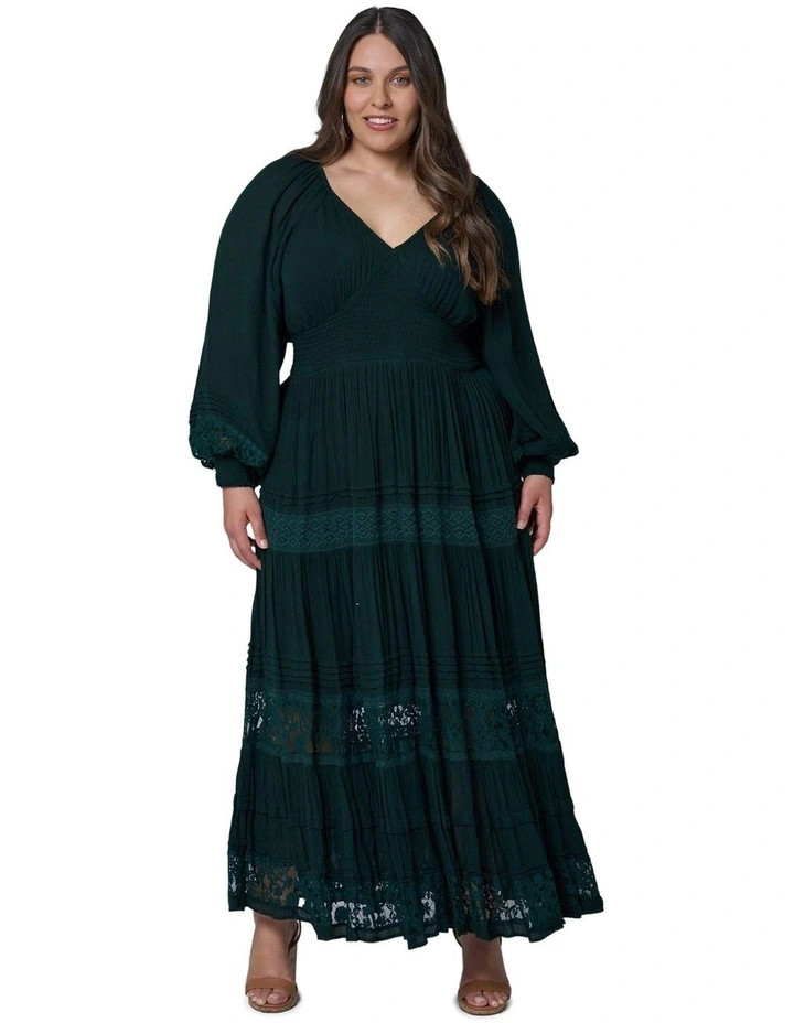 Sunset Shadows Maxi Dress in Dark Green image 1