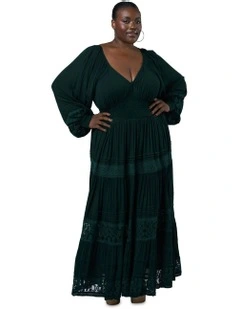 Sunset Shadows Maxi Dress in Dark Green