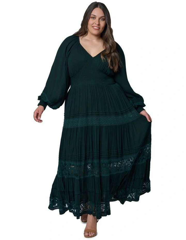 Sunset Shadows Maxi Dress in Dark Green image 4