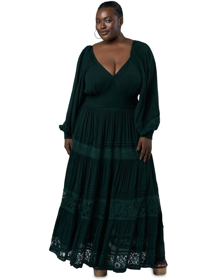 Sunset Shadows Maxi Dress in Dark Green image 4
