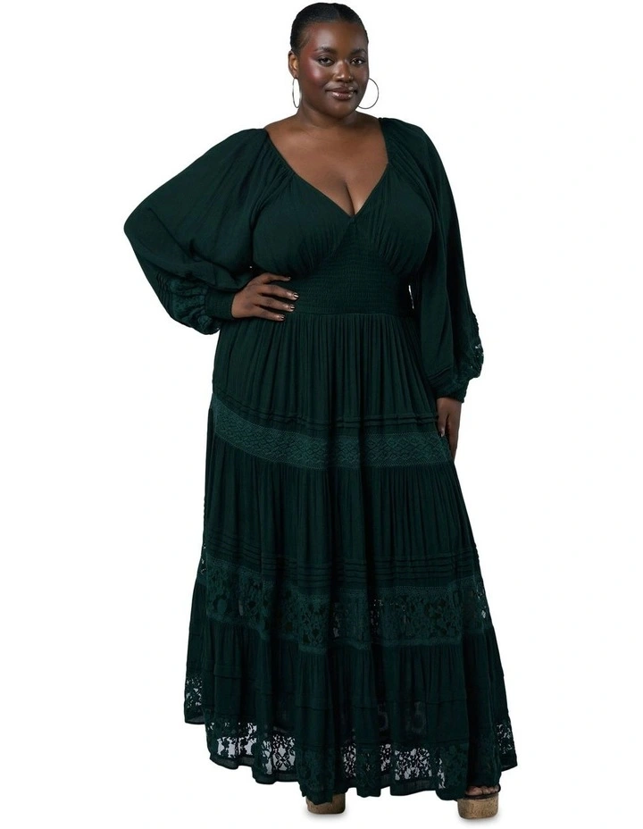 Sunset Shadows Maxi Dress in Dark Green image 5