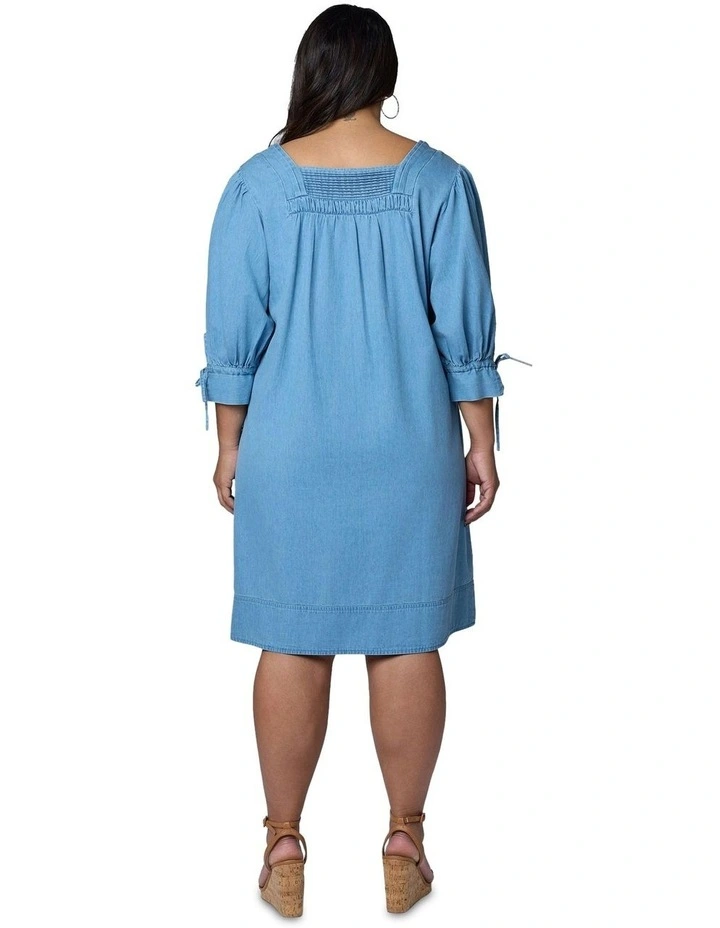 Verity Chambray Mini Dress in Denim image 2