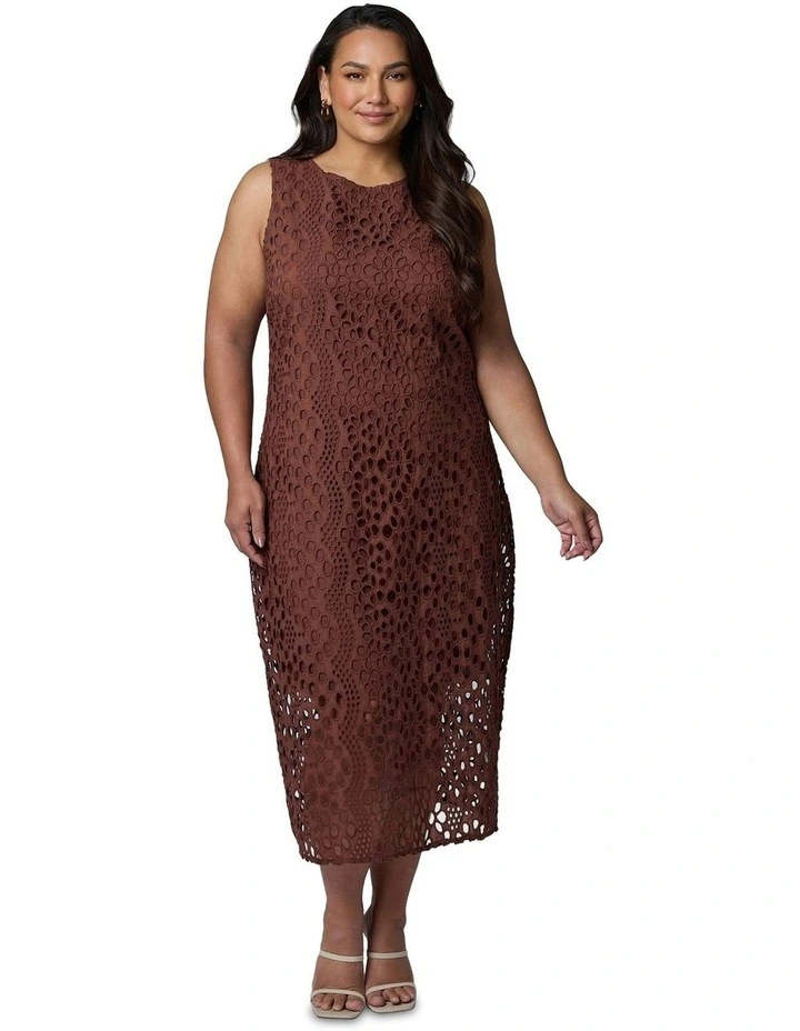 Briony Broderie Midi Dress in Chocolate image 5