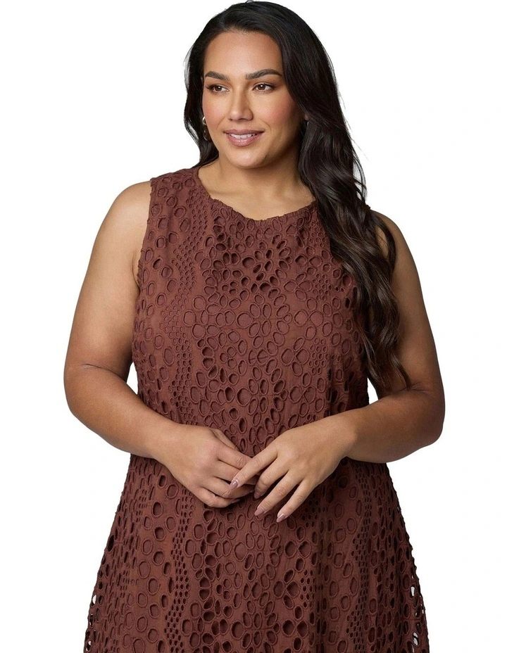 Briony Broderie Midi Dress in Chocolate image 6