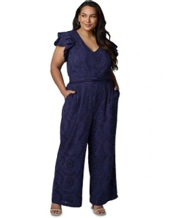 Layla Broderie Jumpsuit in Navy