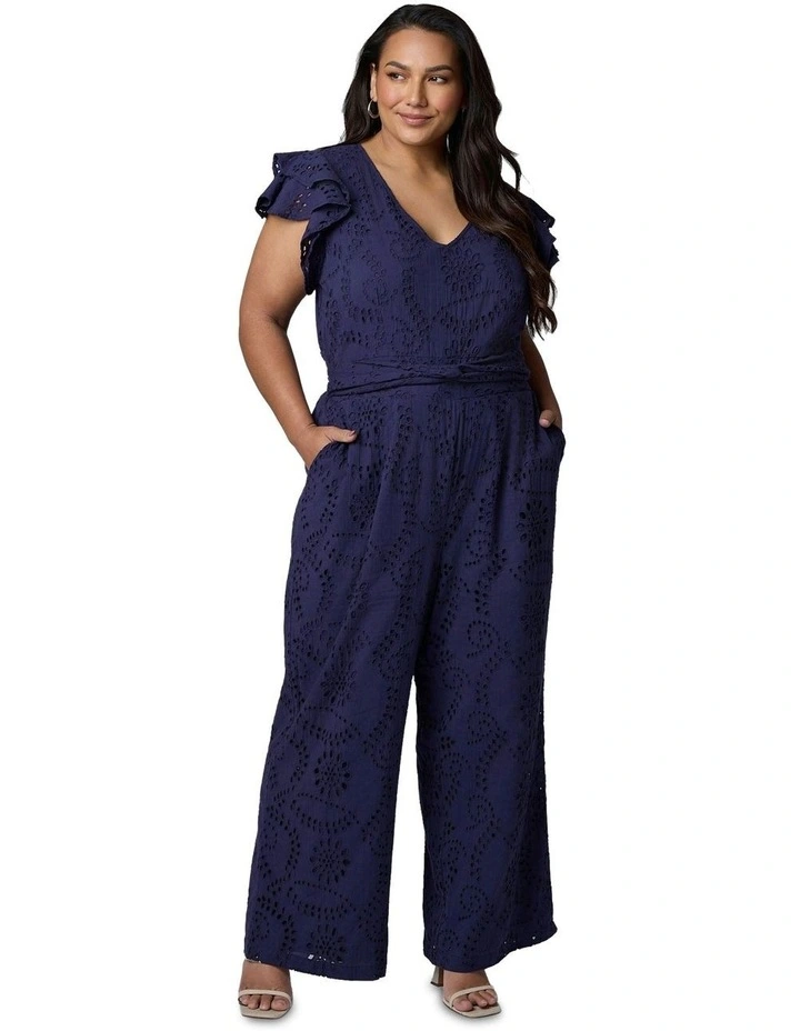 Layla Broderie Jumpsuit in Navy image 1
