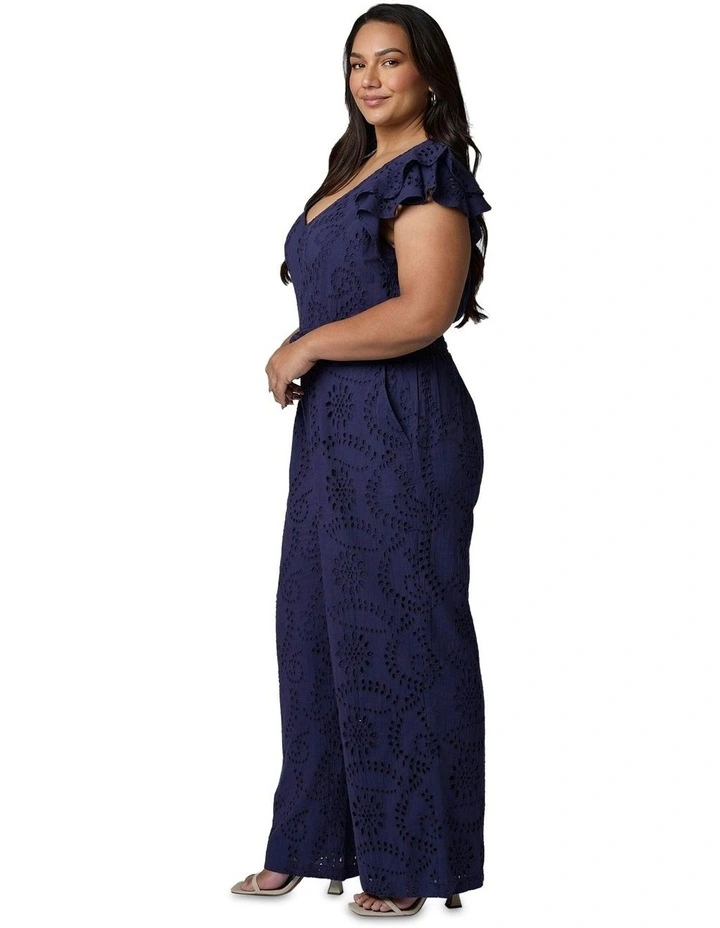 Layla Broderie Jumpsuit in Navy image 3
