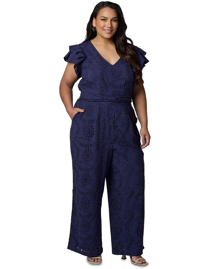 Layla Broderie Jumpsuit in Navy image 4
