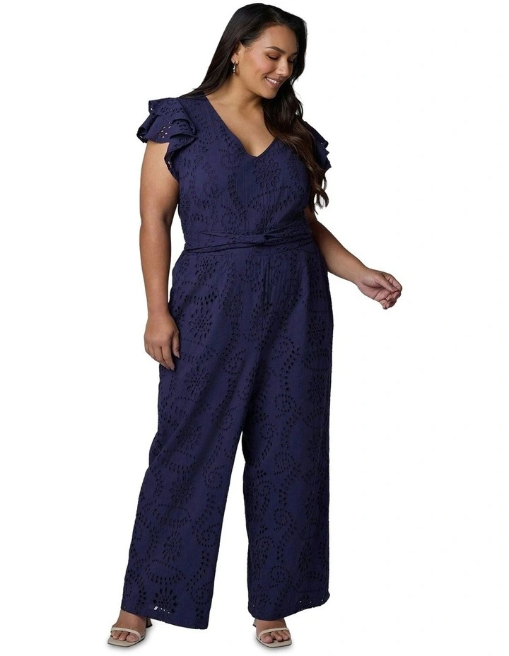 Layla Broderie Jumpsuit in Navy image 5
