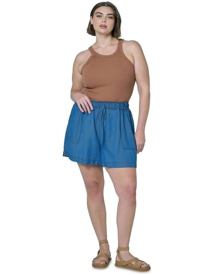 Jadie Chambray Shorts in Blue image 1