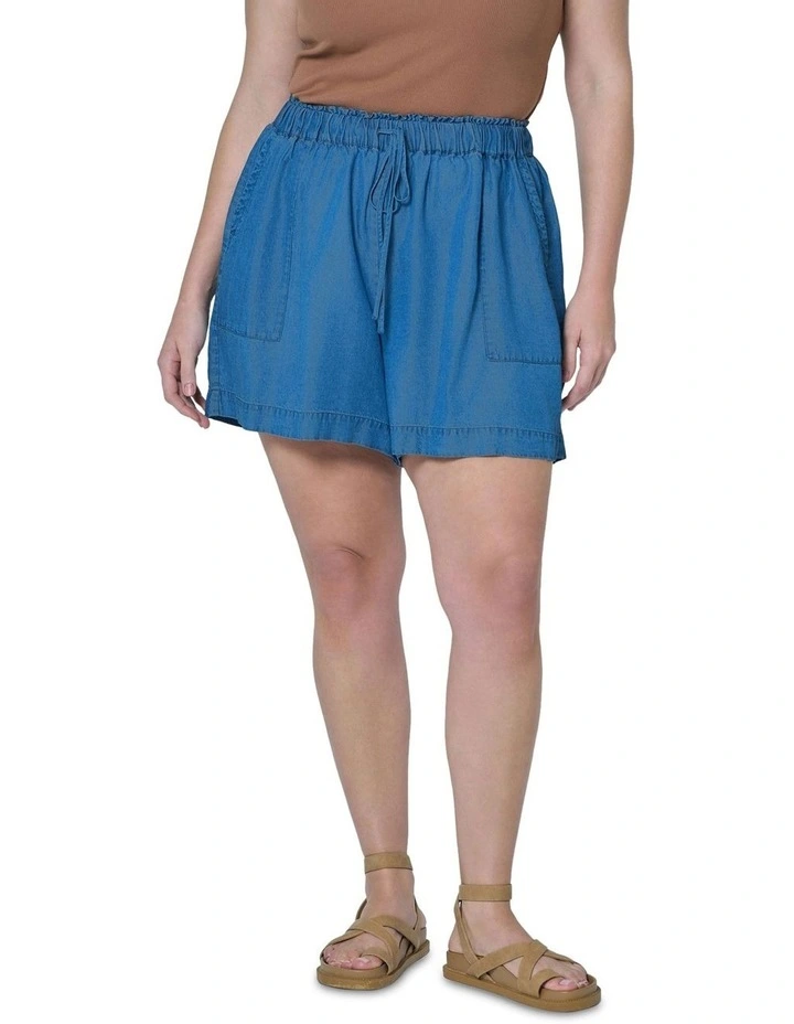 Jadie Chambray Shorts in Blue image 4