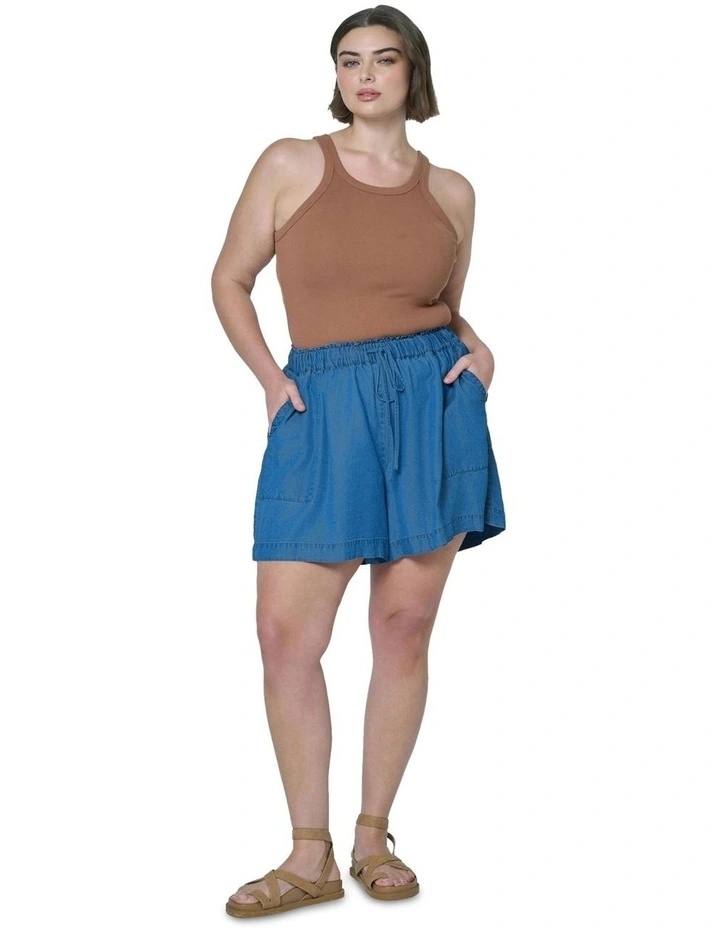 Jadie Chambray Shorts in Blue image 5