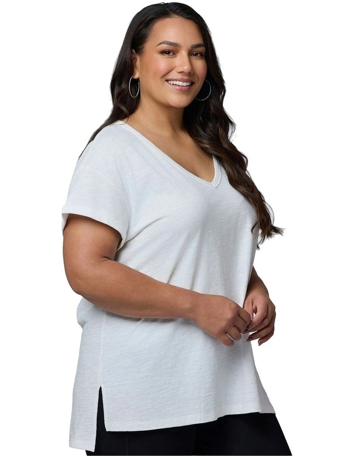 Megan Slub Tee in White image 3