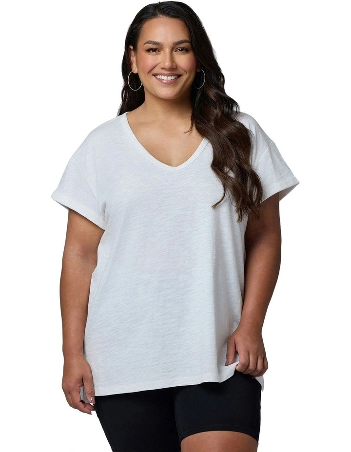 Megan Slub Tee in White image 5