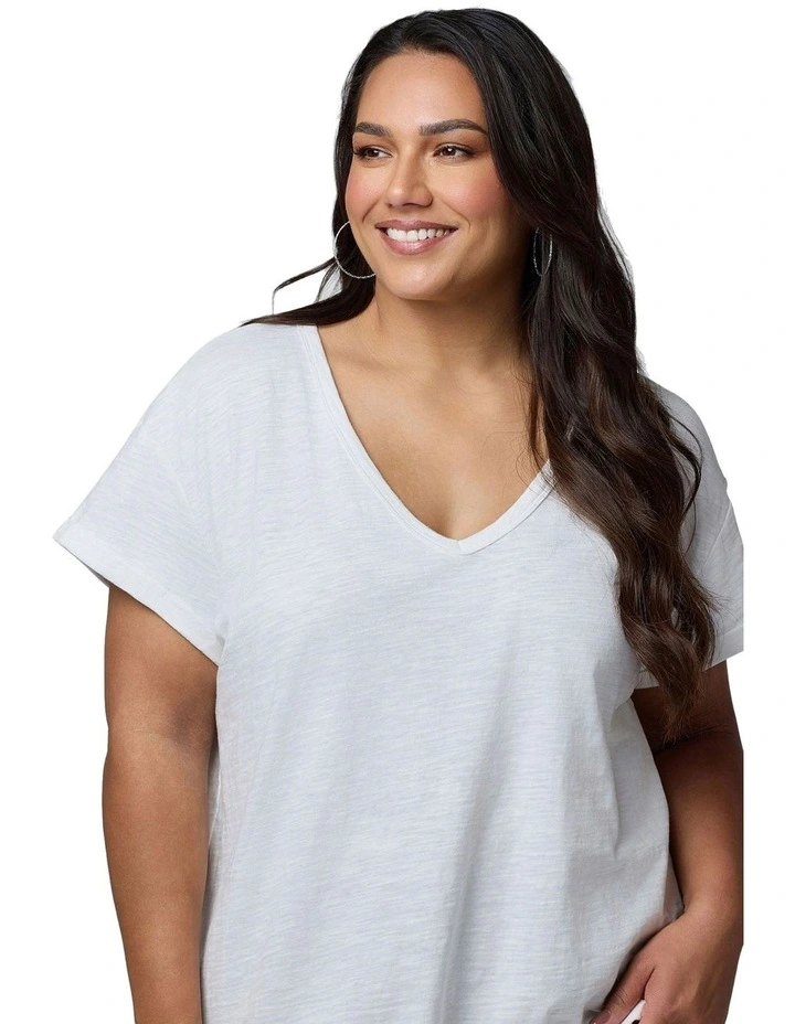 Megan Slub Tee in White image 6