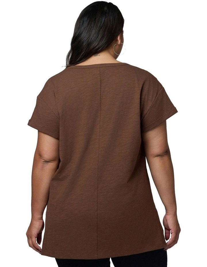 Megan Slub Tee in Brown image 2