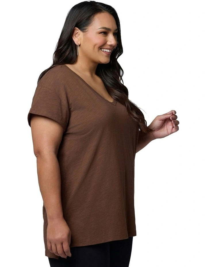 Megan Slub Tee in Brown image 3