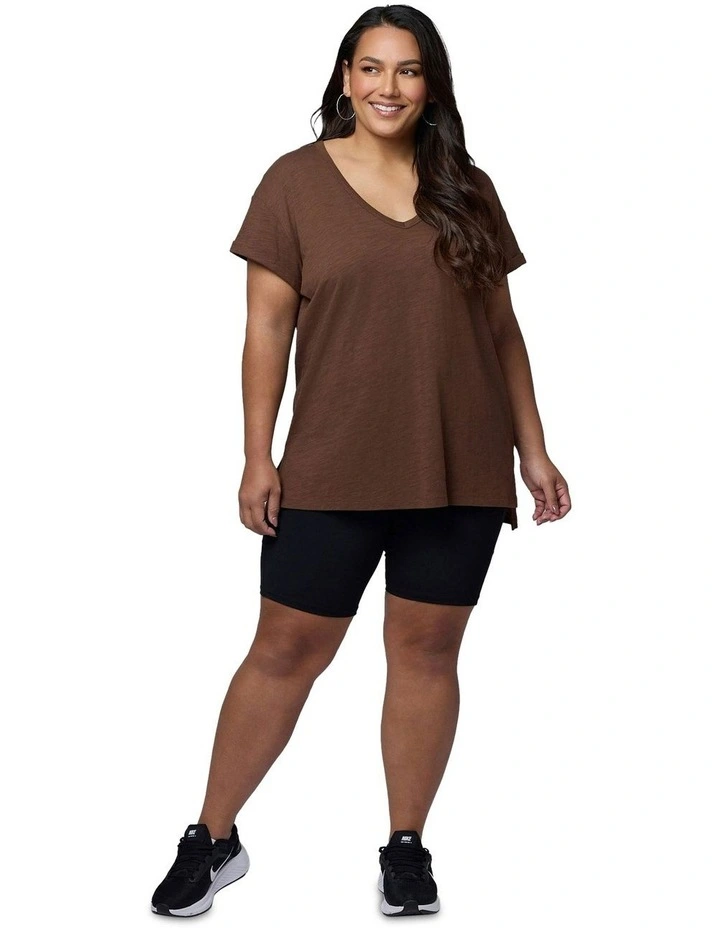 Megan Slub Tee in Brown image 4