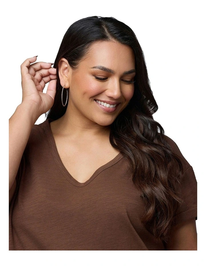 Megan Slub Tee in Brown image 6