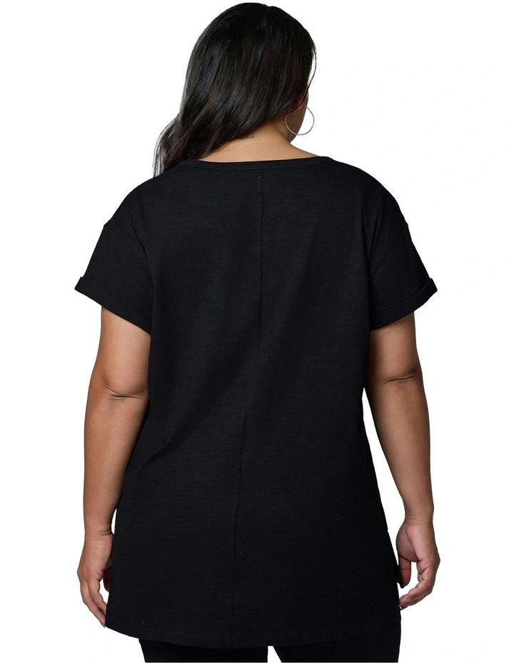 Megan Slub Tee in Black image 2