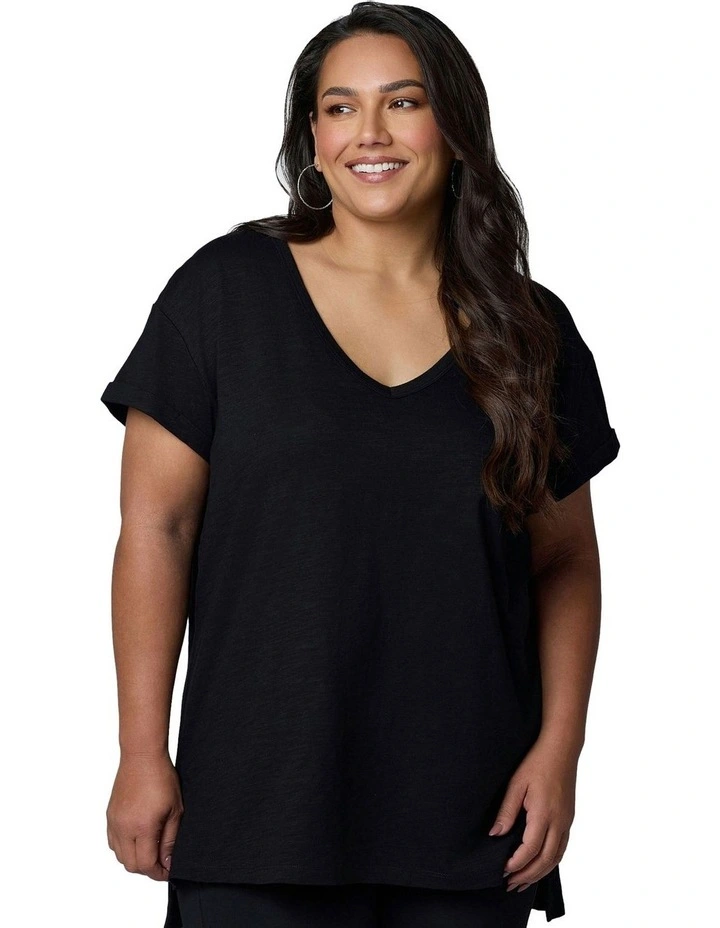 Megan Slub Tee in Black image 5