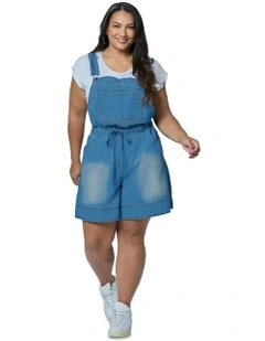 Peyton Chambray Romper in Blue