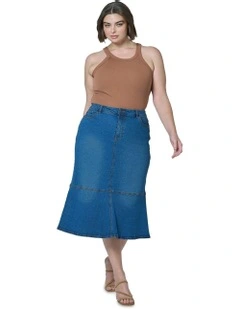 Penny Denim Midi Skirt in Blue