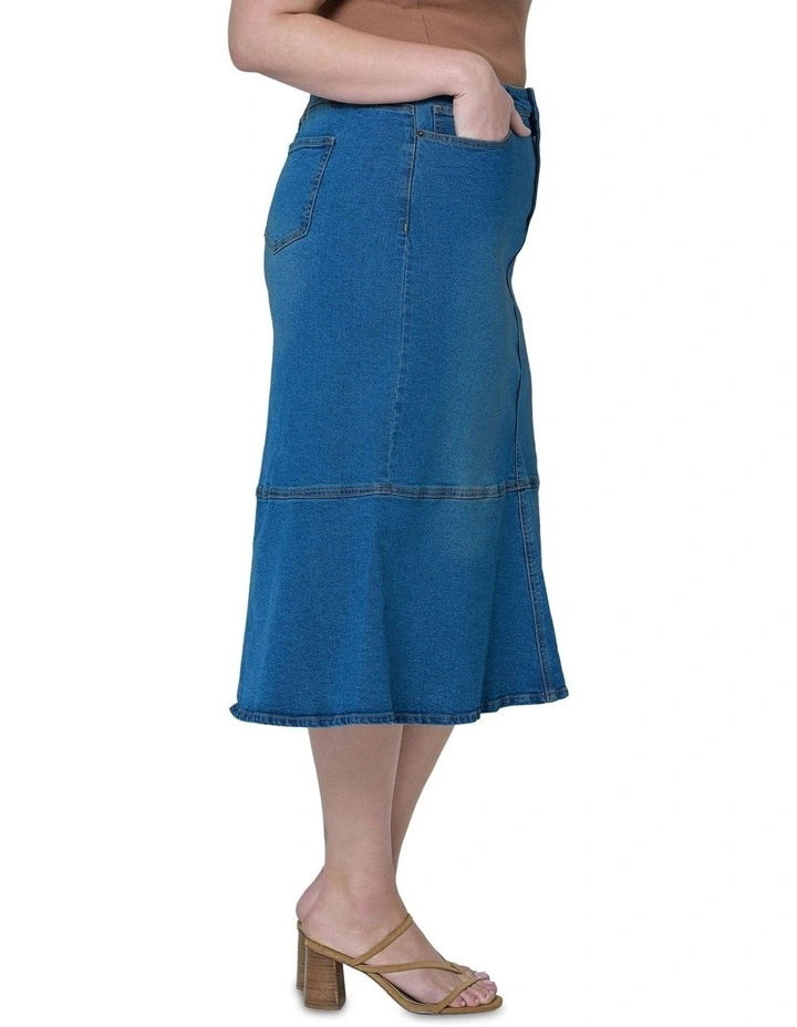 Penny Denim Midi Skirt in Blue image 3