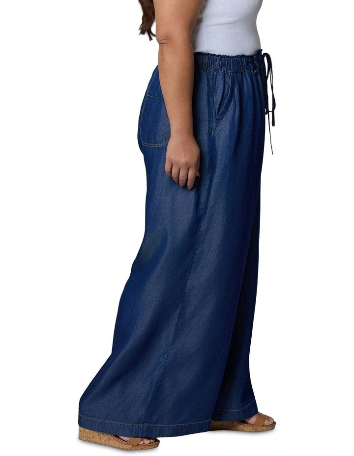 Blake Chambray Wide Leg Pants in Blue image 3